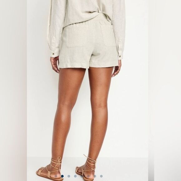 Old Navy high waisted  Linen-Blend Shorts -- 3.5-inch inseam L NEW - Picture 2 of 9